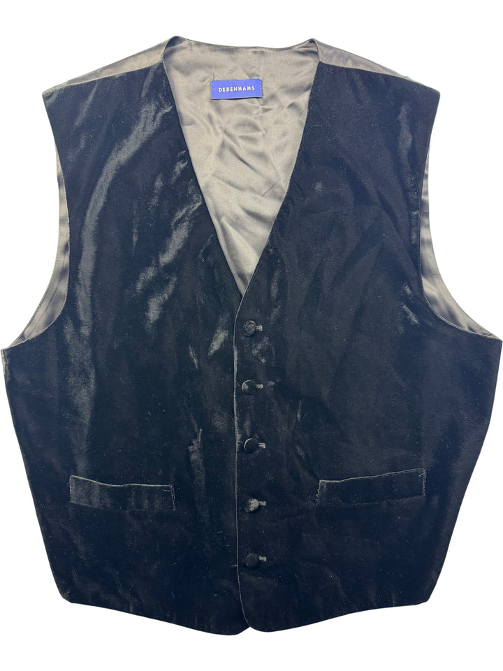 Debenhams Black Velvet Waistcoat - L