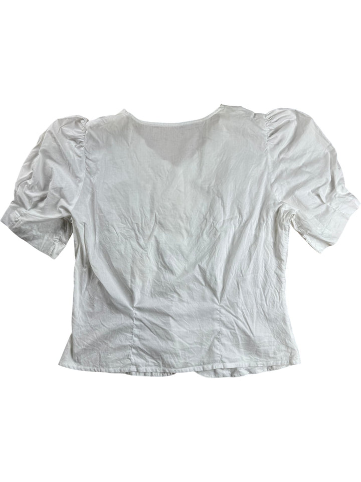 St Michael White Short Sleeve Blouse - M