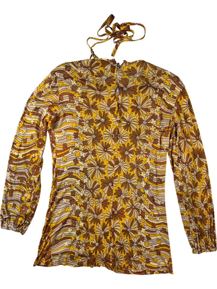 1970s Richard Shops Floral Long Sleeved Blouse - M