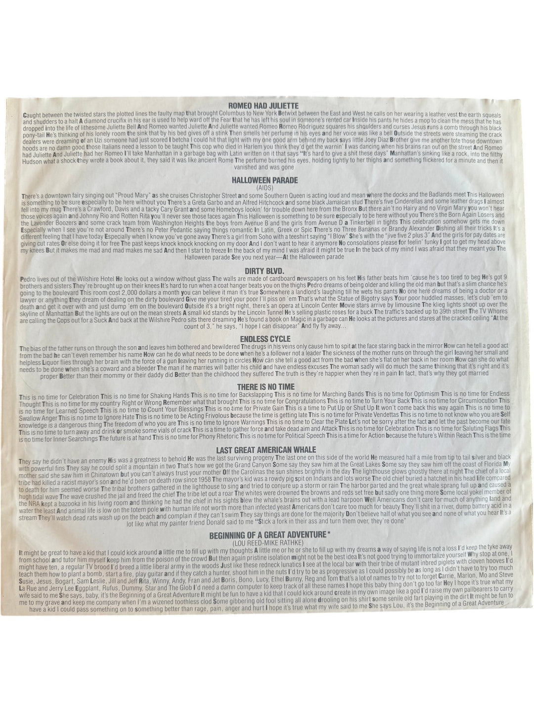 Lou Reed New York Album Record - Good