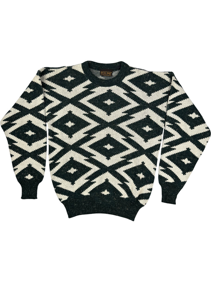 Geometric Pattern Knit Sweater - L