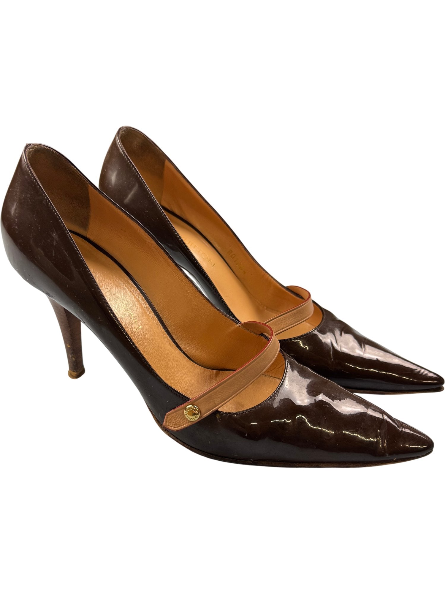 Louis Vuitton Brown Leather Pointed Toe Heels