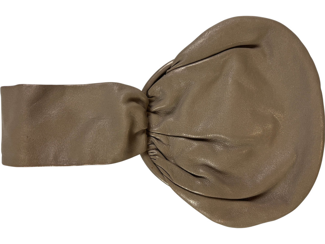 Grey Leather Gathered Headband - Think Vintage