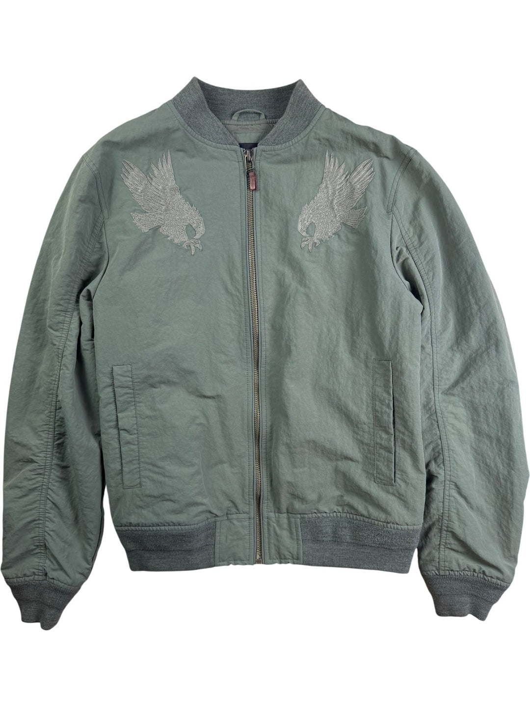 Embroidered Green Bomber Jacket - M