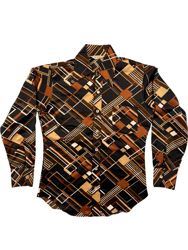 1970s Charisma Townline Geometric Long Sleeved Shirt - M