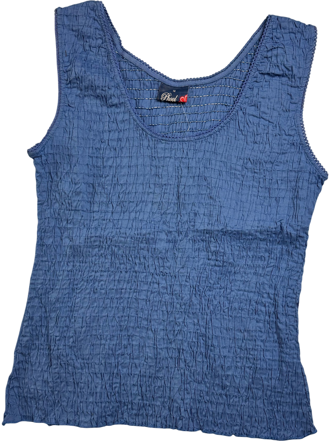 Phool Blue Crinkle Sleeveless Top - Think Vintage