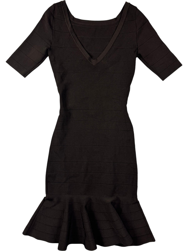 Black Karen Millen V-Neck Fitted Dress