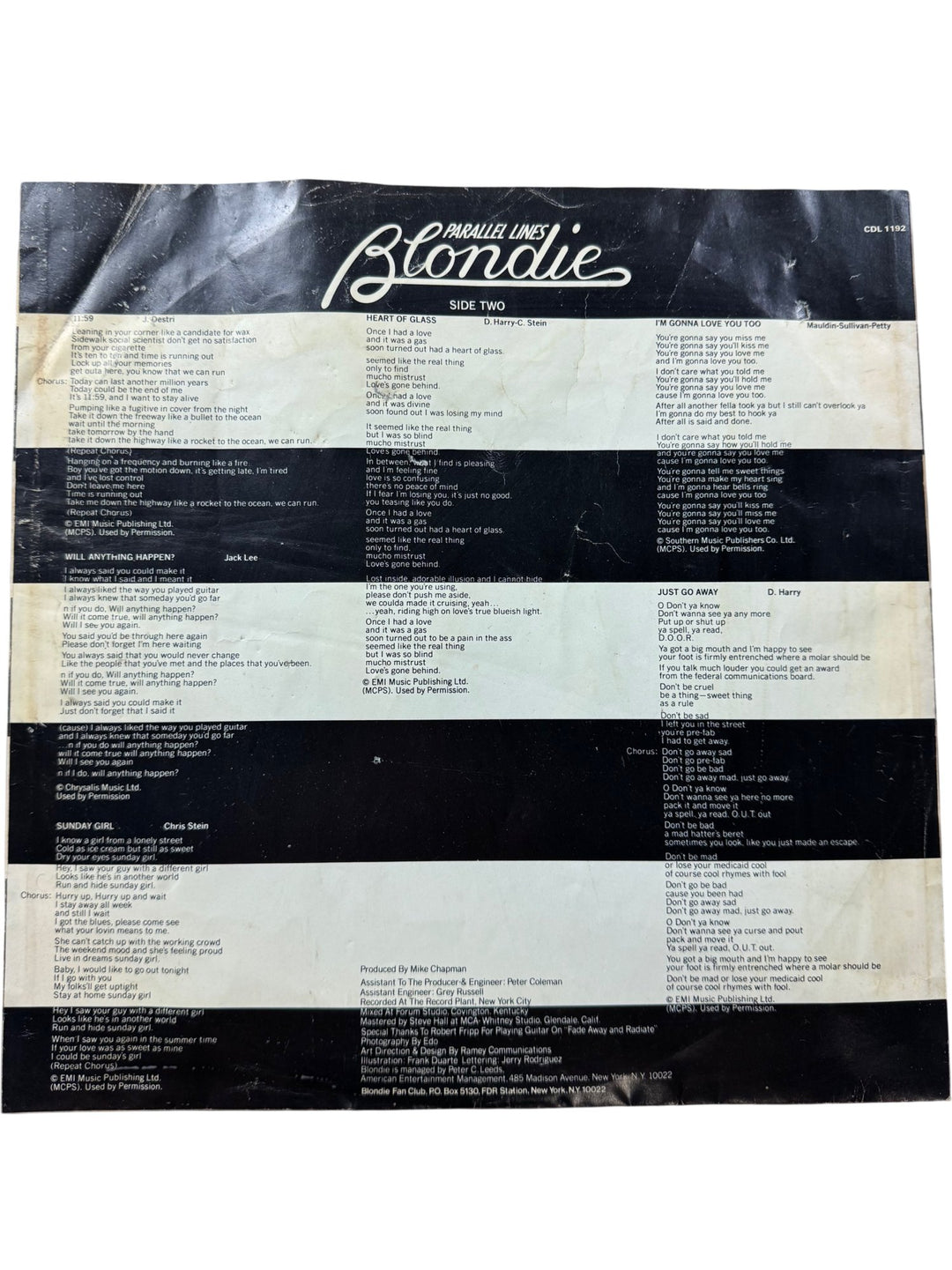 Blondie Parallel Lines LP Album - Very Good