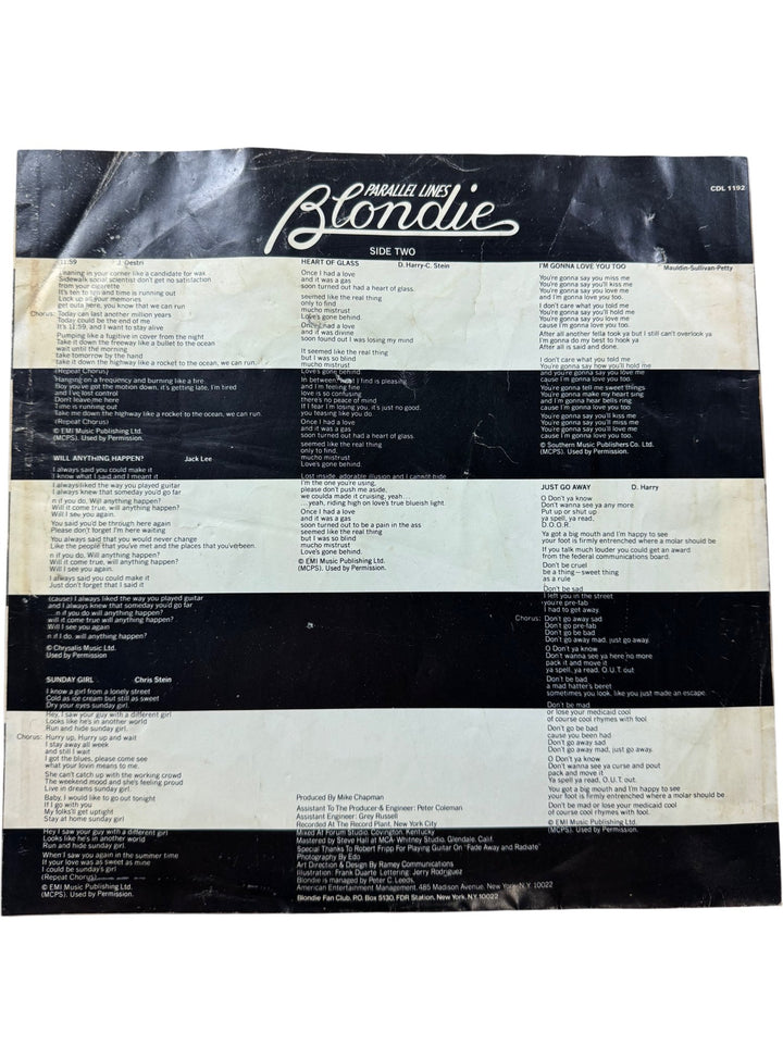 Blondie Parallel Lines LP Album - Very Good