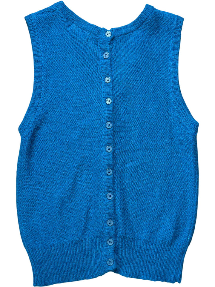 Blue Button-Up Knit Vest