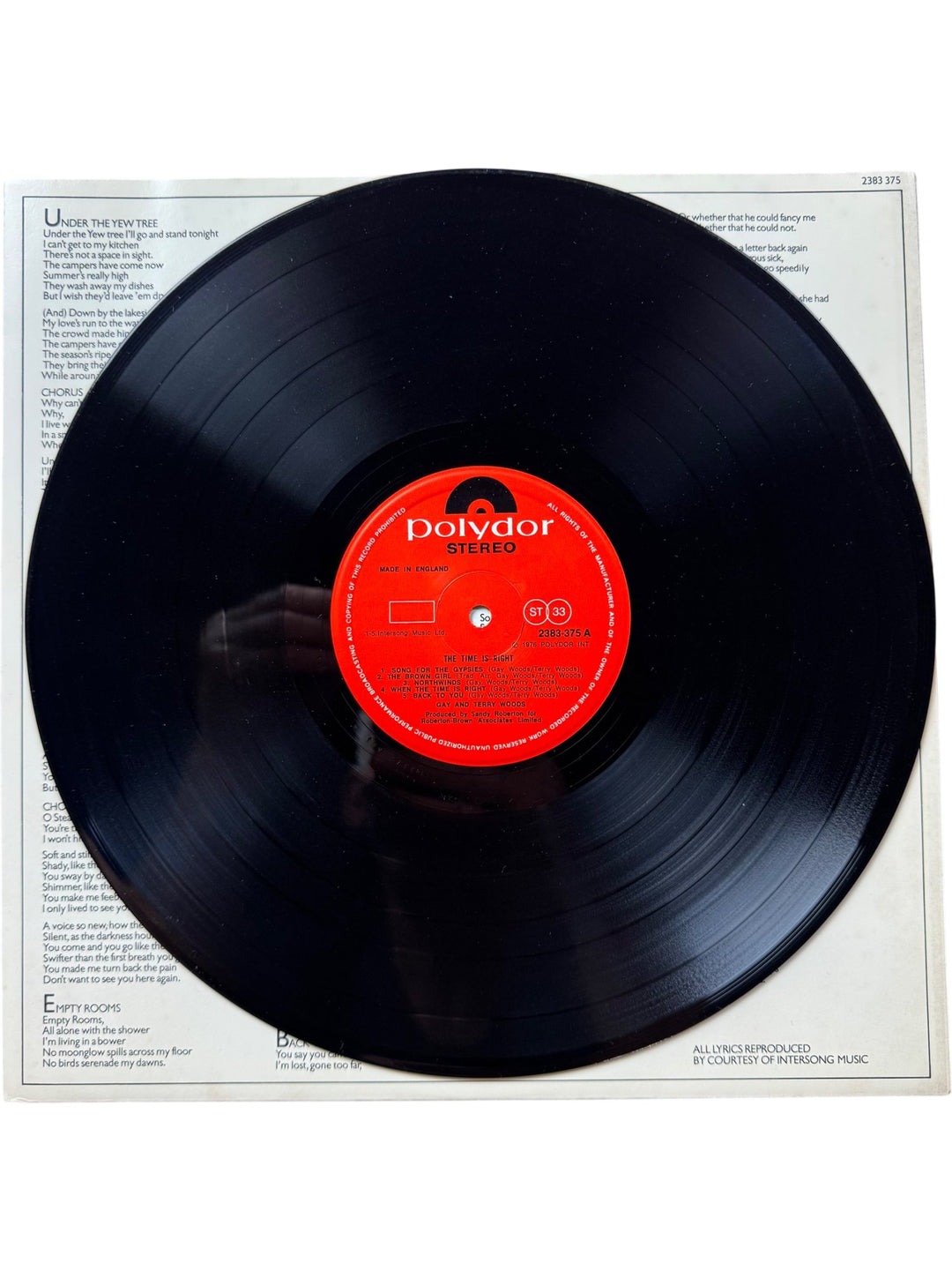 1976 Gay & Terry Woods The Time Is Right Vinyl - Very Good+