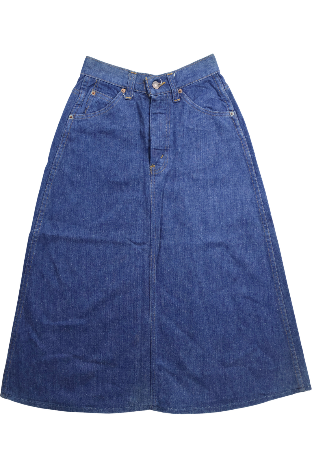 Levi Midi Denim Skirt - W24 L29 - Think Vintage