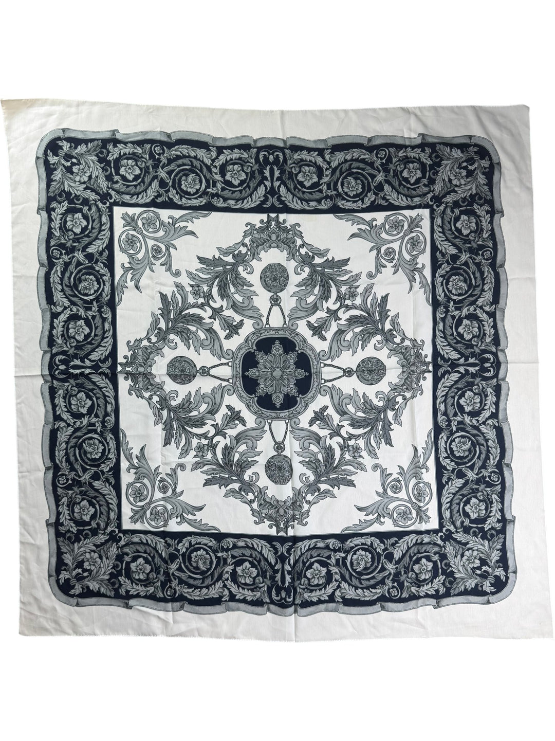 Italian Silk Square Scarf with Floral Pattern