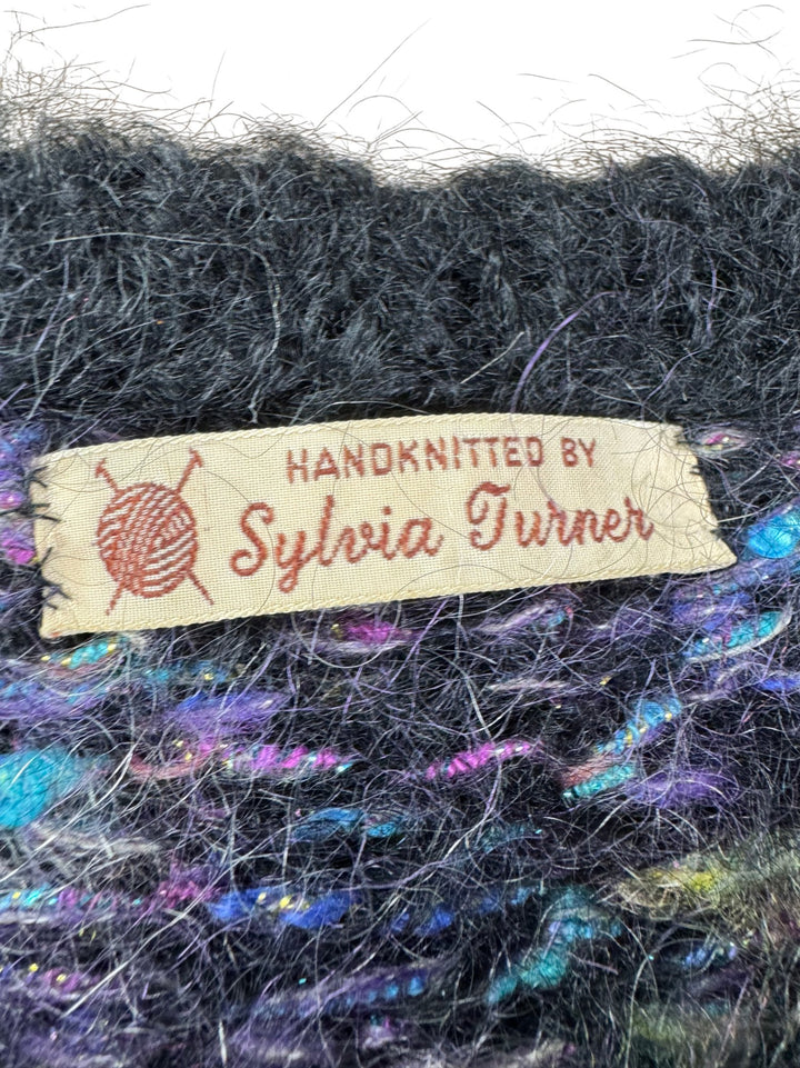 Sylvia Turner Handknitted Black Patterned Jumper - L