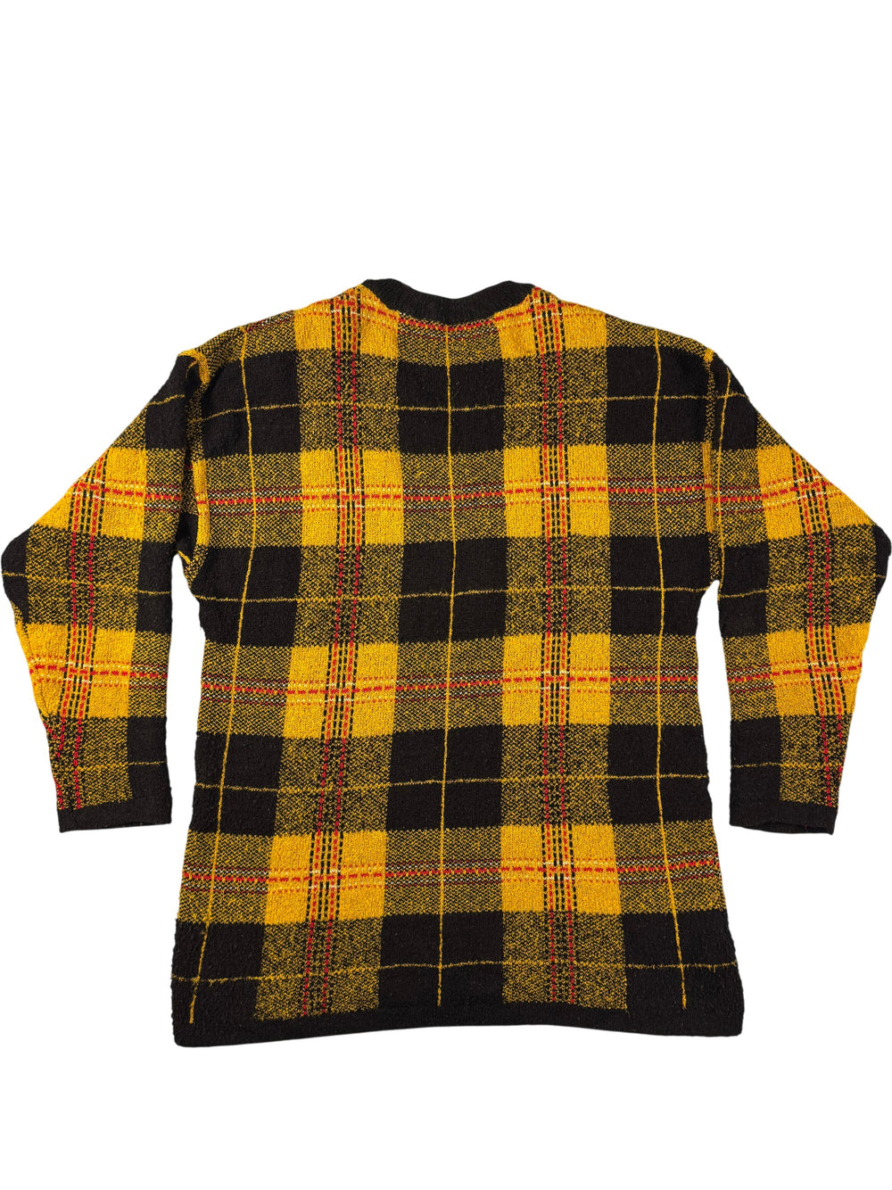 Yellow Tartan Knit Sweater - Think Vintage