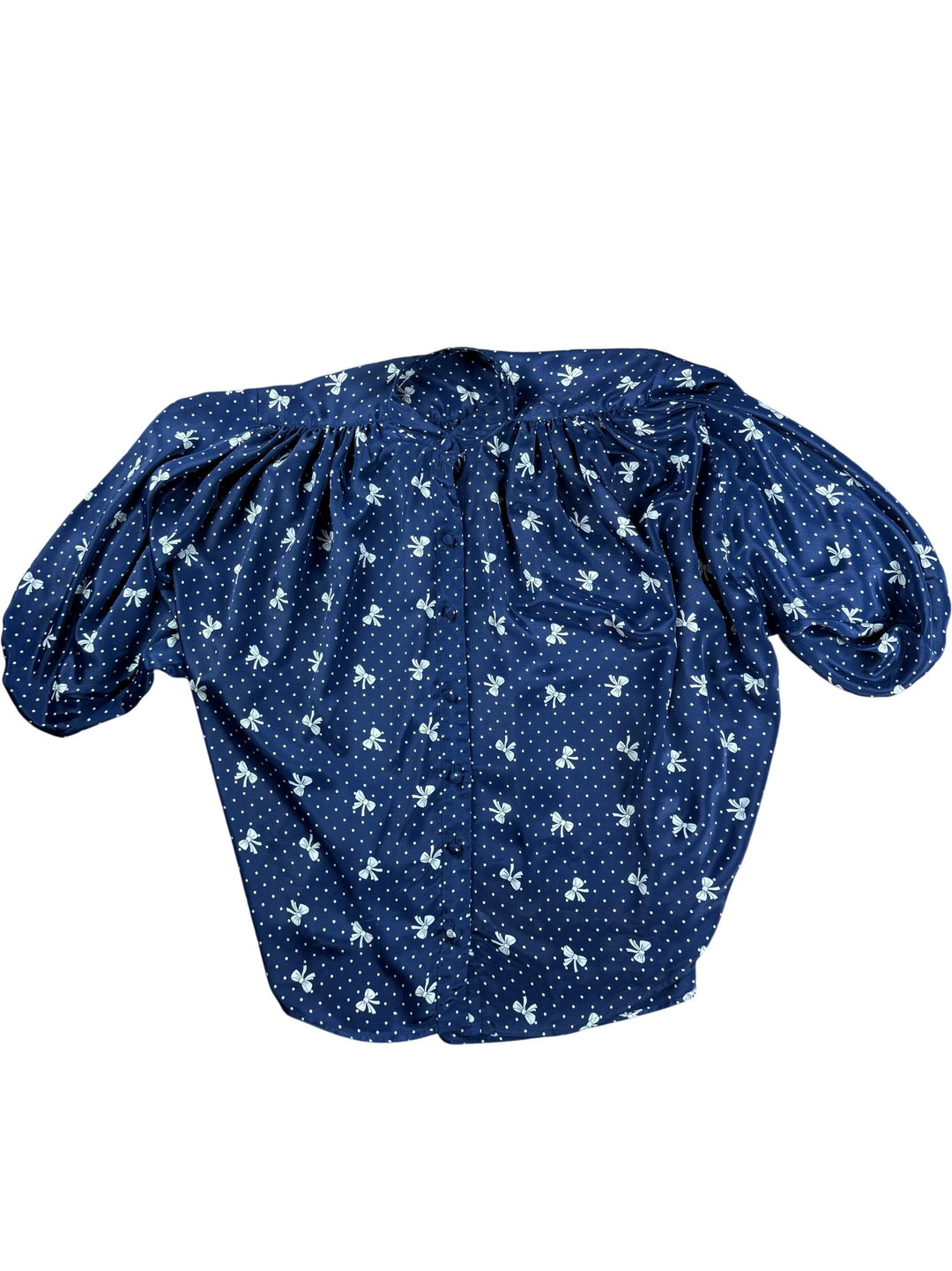 Navy Floral Patterned Blouse - One Size