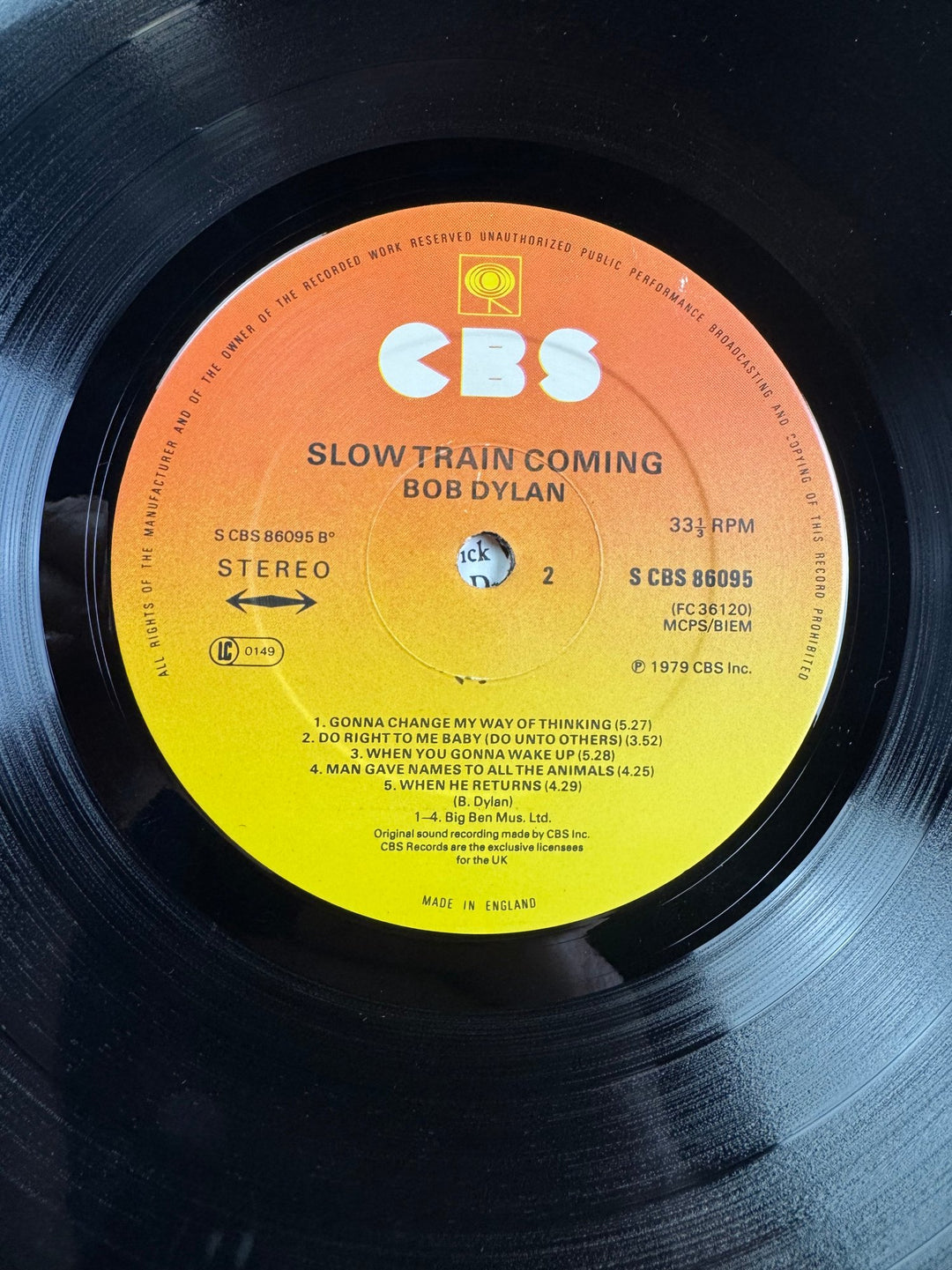 Bob Dylan Slow Train Coming Vinyl Record - Good+
