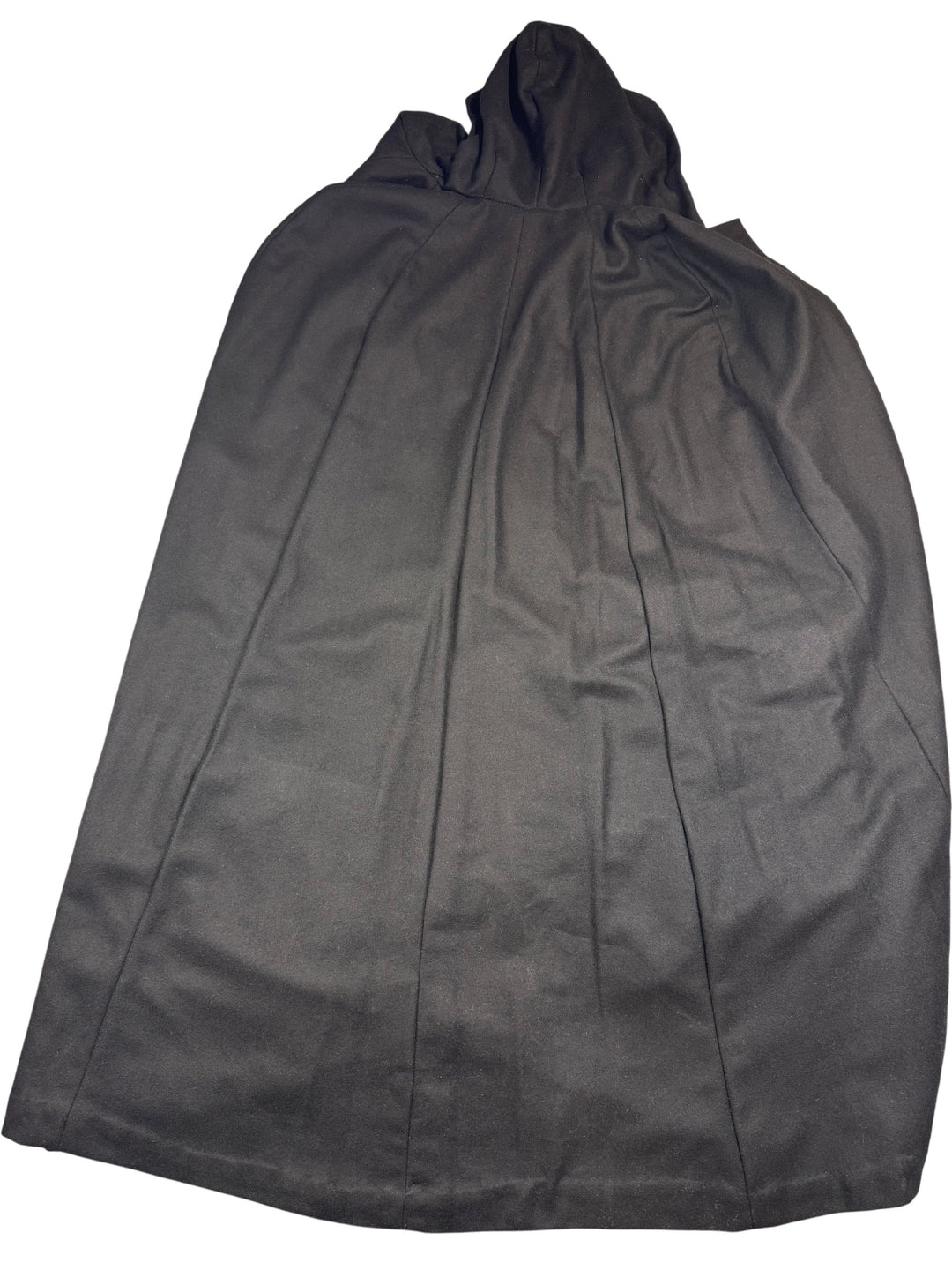 Black Hooded Cape With Gold Button Details - L - Think Vintage