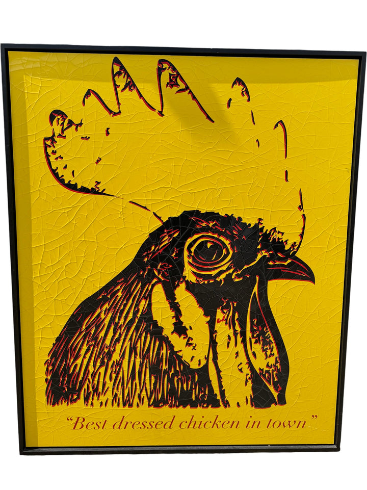Crackle Finish Framed Artwork 'Best dressed chicken in town'