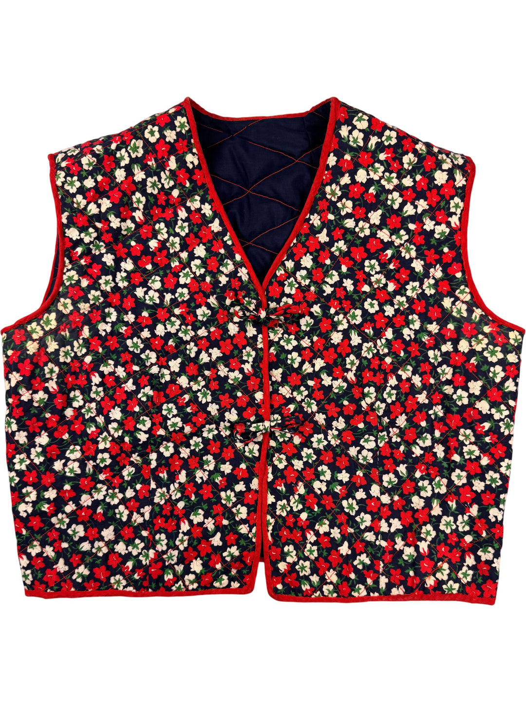 Vintage Floral Quilted Waistcoat - S - Think Vintage