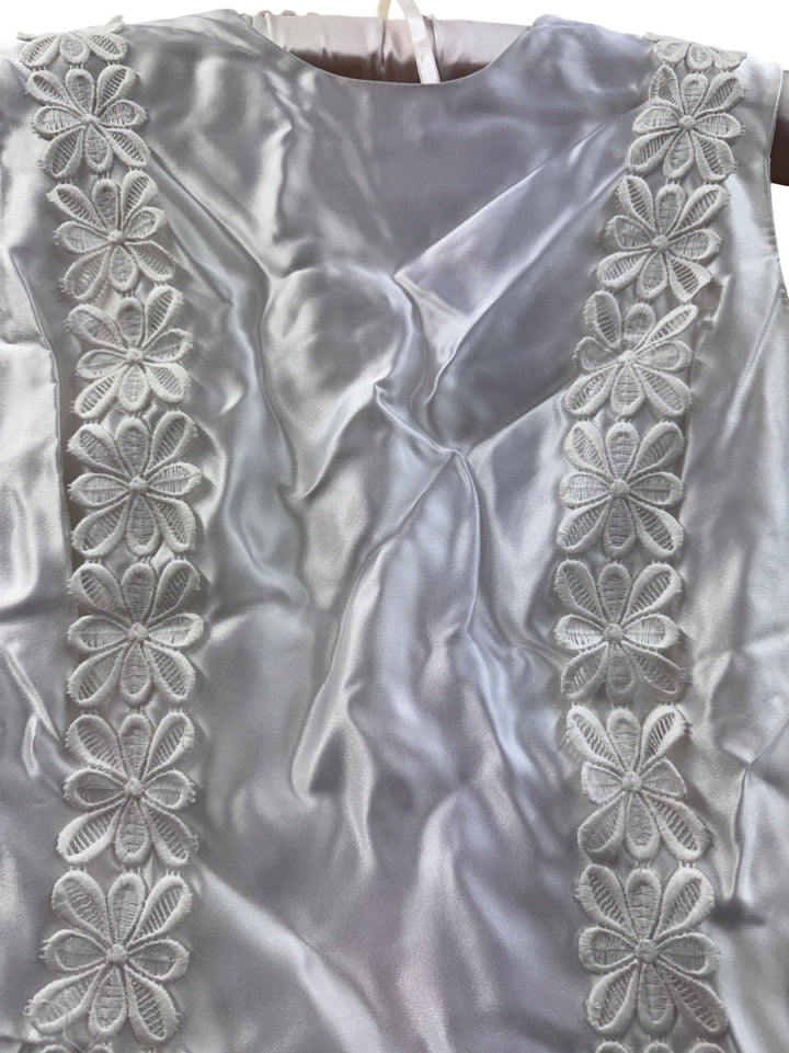 1960s White Embroidered Satin Robe