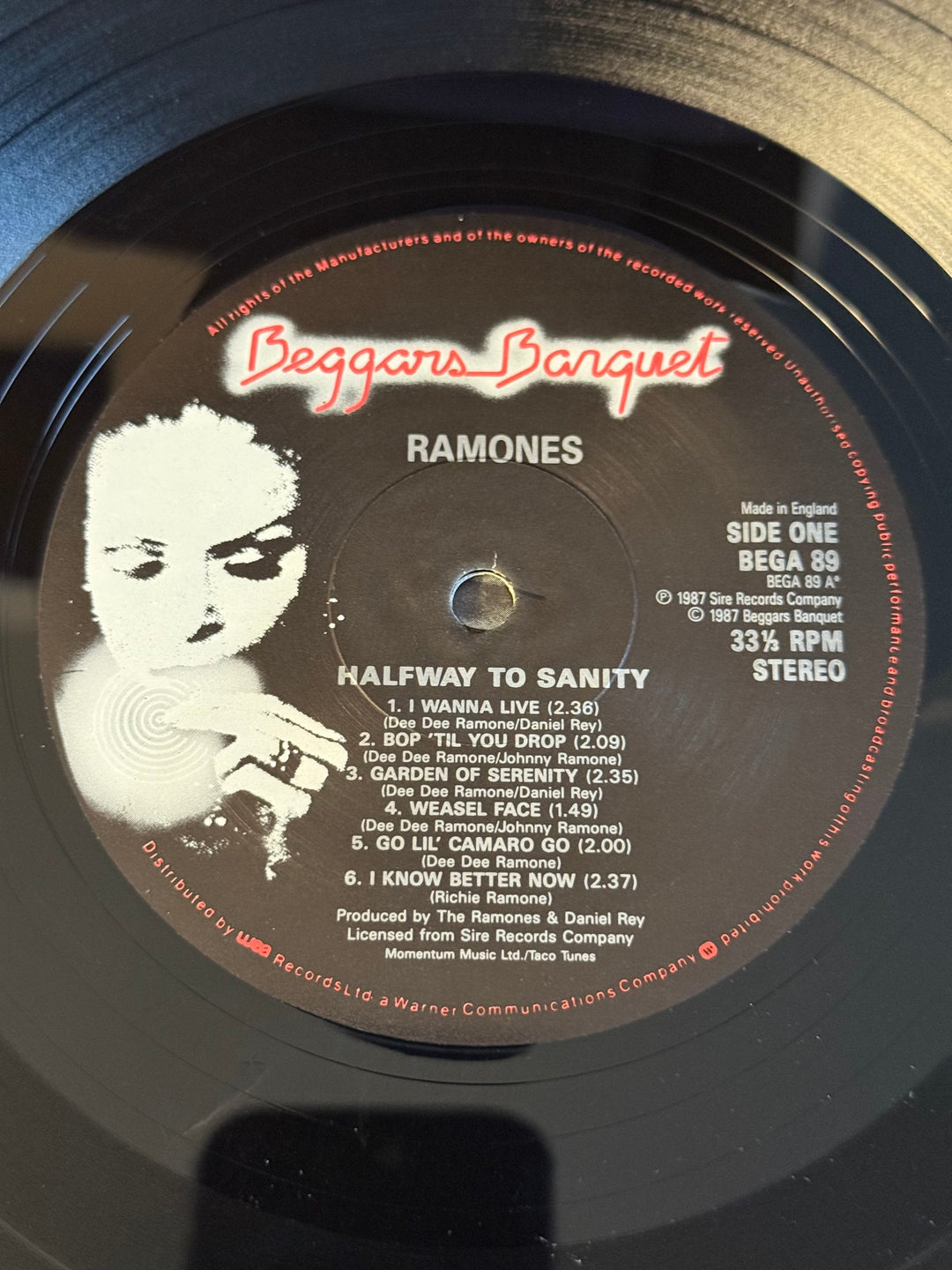 1987 Ramones Halfway To Sanity Vinyl