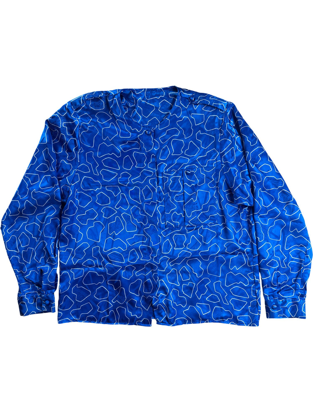 Blue Geometric Long Sleeved Shirt - M