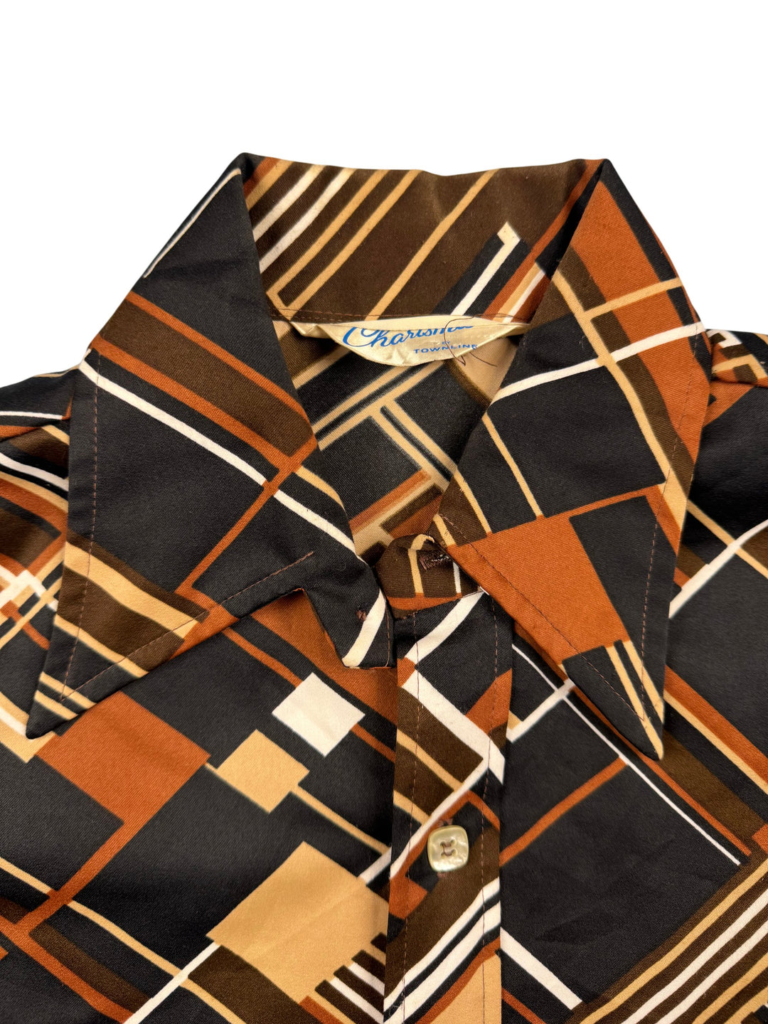 1970s Charisma Townline Geometric Long Sleeved Shirt - M