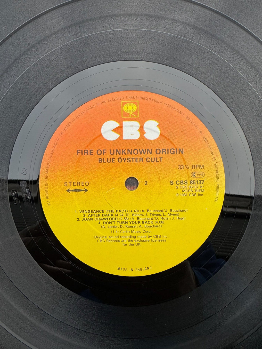 Blue Öyster Cult Fire of Unknown Origin Vinyl - Very Good