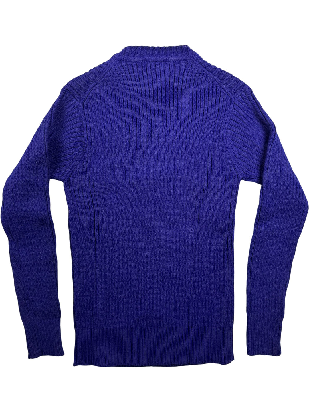 Blue Knitted Sweater with Red Pattern - XS