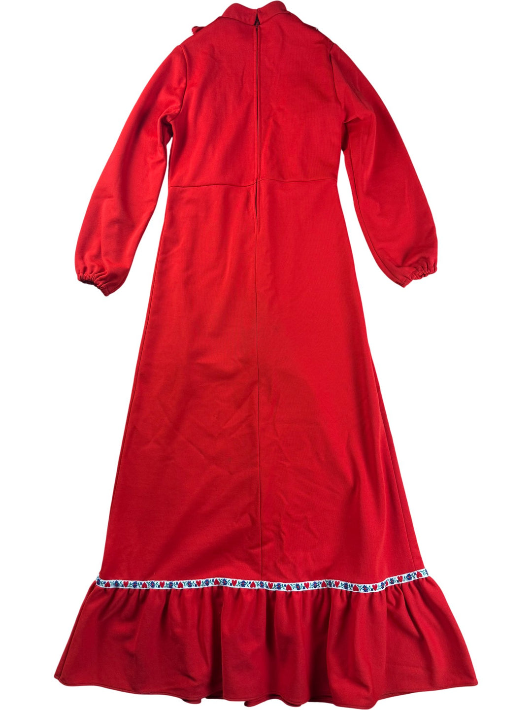 St Michael Red Long Sleeved Dress with Ruffle Details - XS