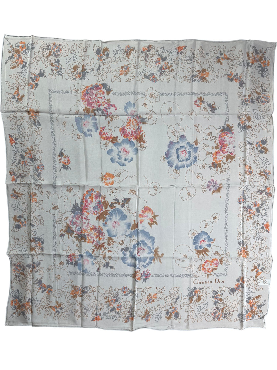 Christian Dior Floral Patterned Square Scarf