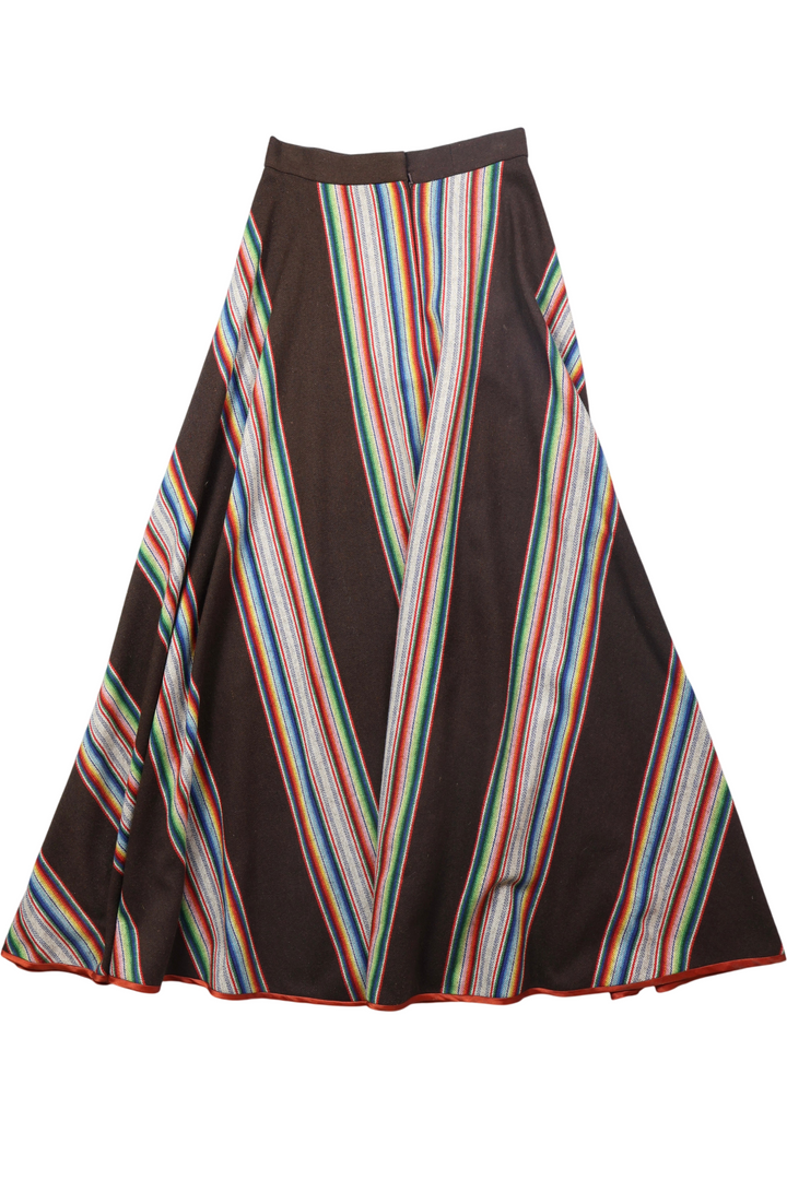 1970s Rainbow Stripe Maxi Skirt - XS - Think Vintage