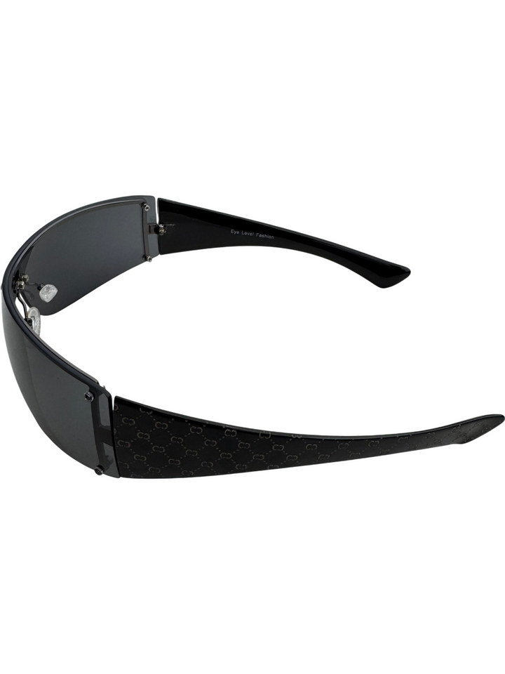 Futuristic Black Wraparound Sunglasses - Think Vintage