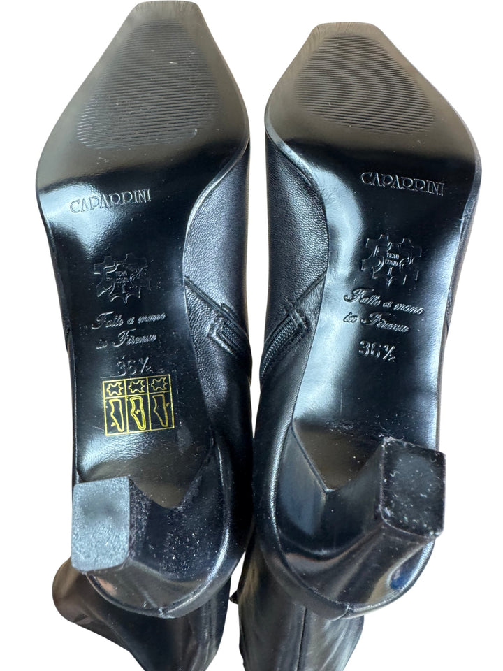 Caparrini Black Leather High Heeled Boots - 3.5
