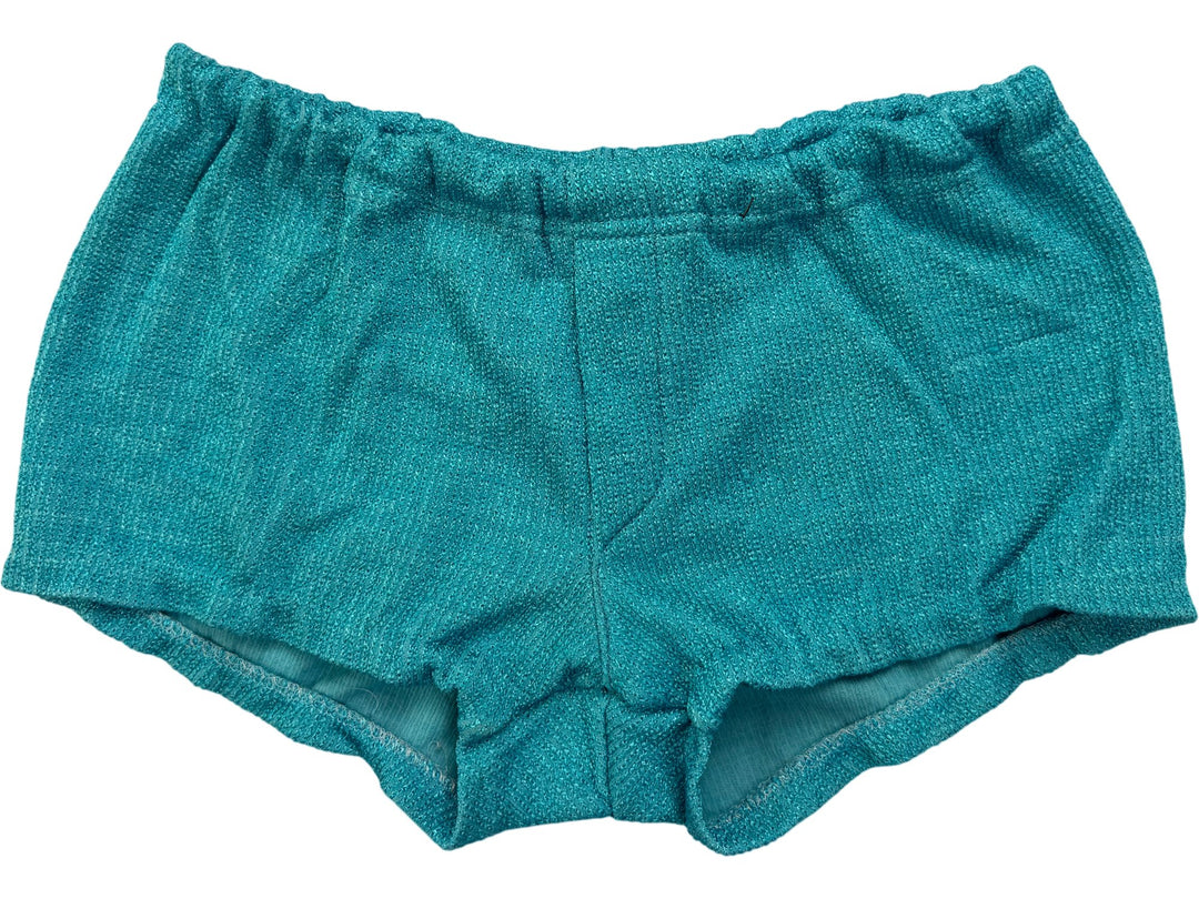 Turquoise Textured Shorts - Think Vintage