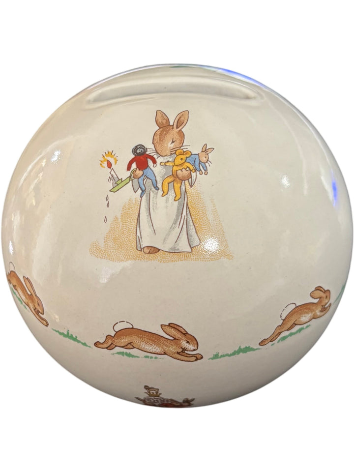 Vintage Royal Doulton Bunnykins Money Ball Box Collectible Ceramic Money Box - Think Vintage