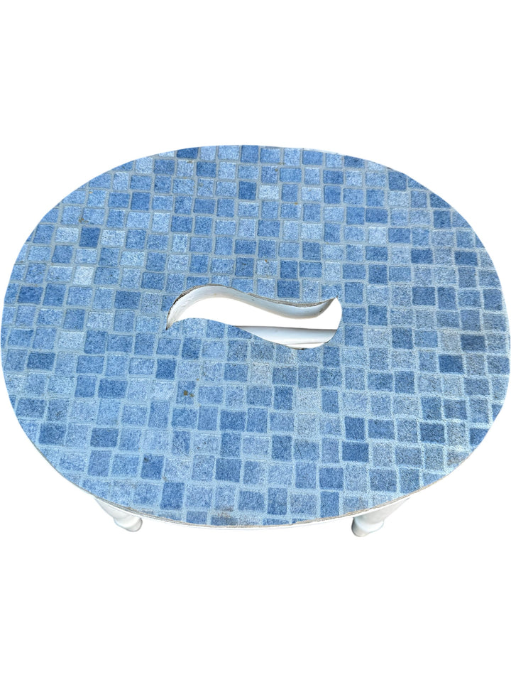 White Mosaic Seat Folding Stool - Think Vintage