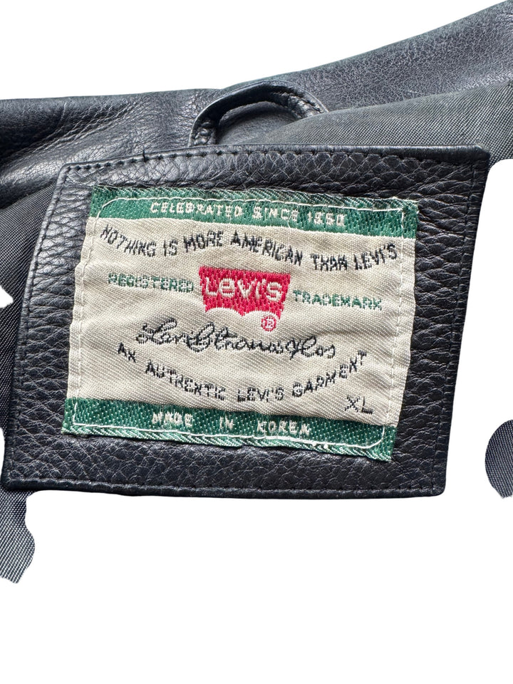Levi's Black Leather Jacket - XL