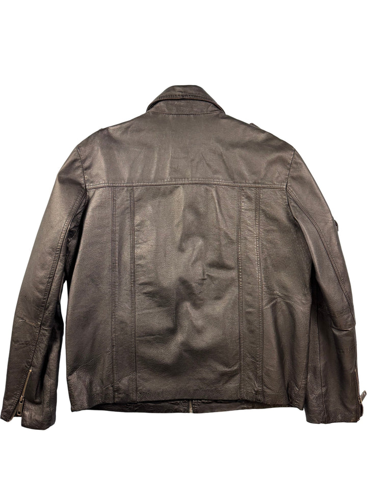 Manguun Leather Jacket with Multiple Pockets - L