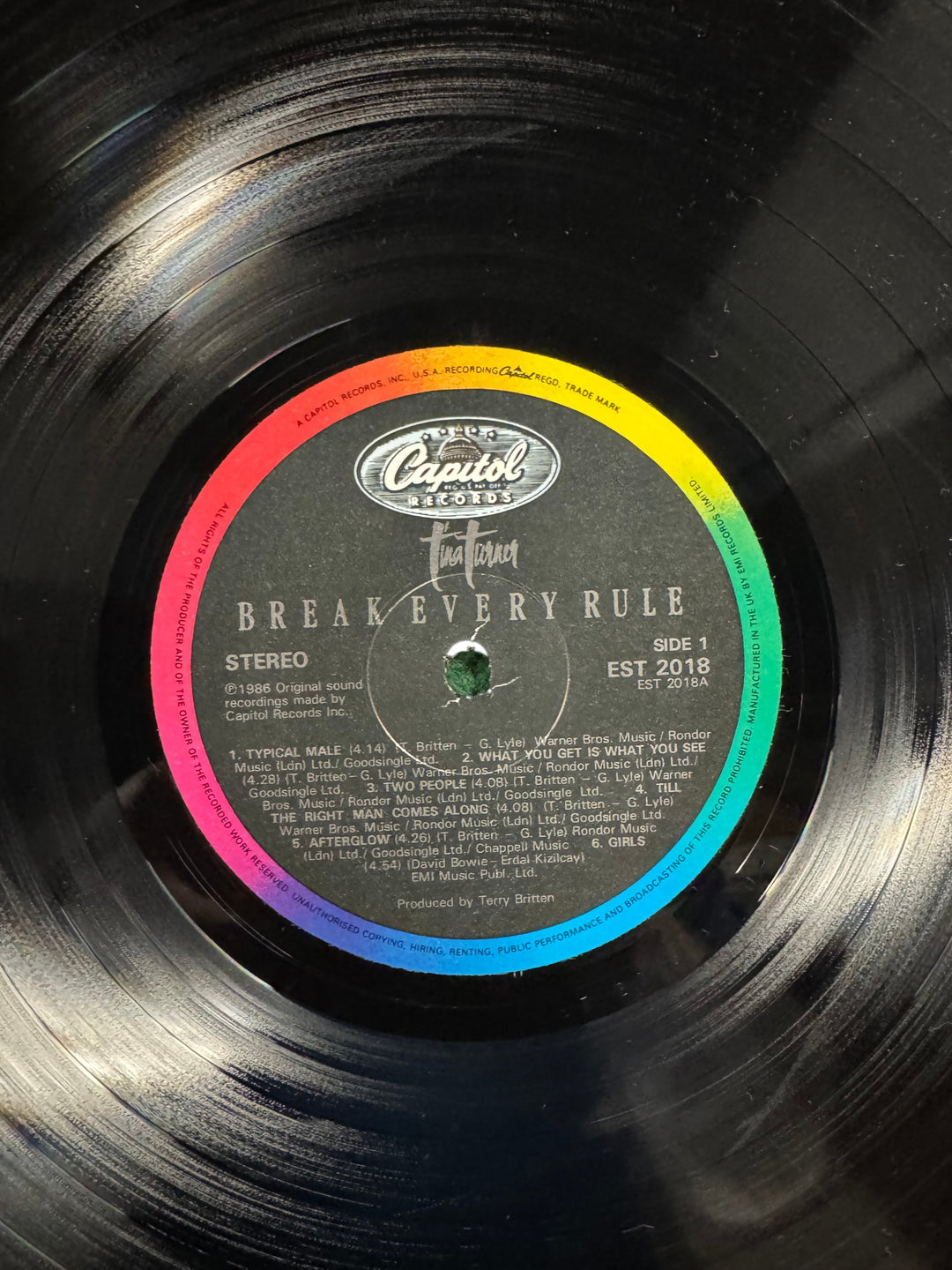 1986 Break Every Rule Vinyl Record by Tina Turner - Think Vintage