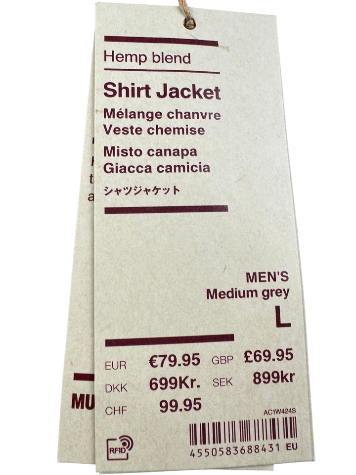 Muji Hemp Blend Shirt Jacket Grey - L