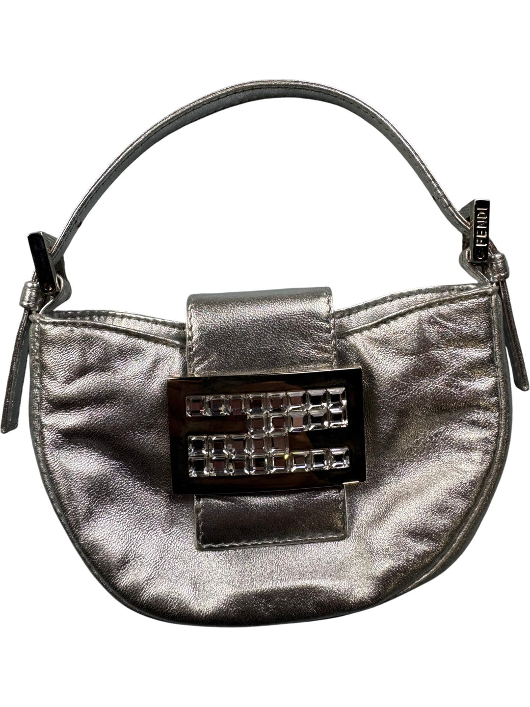 Fendi Metallic Silver Clutch Bag