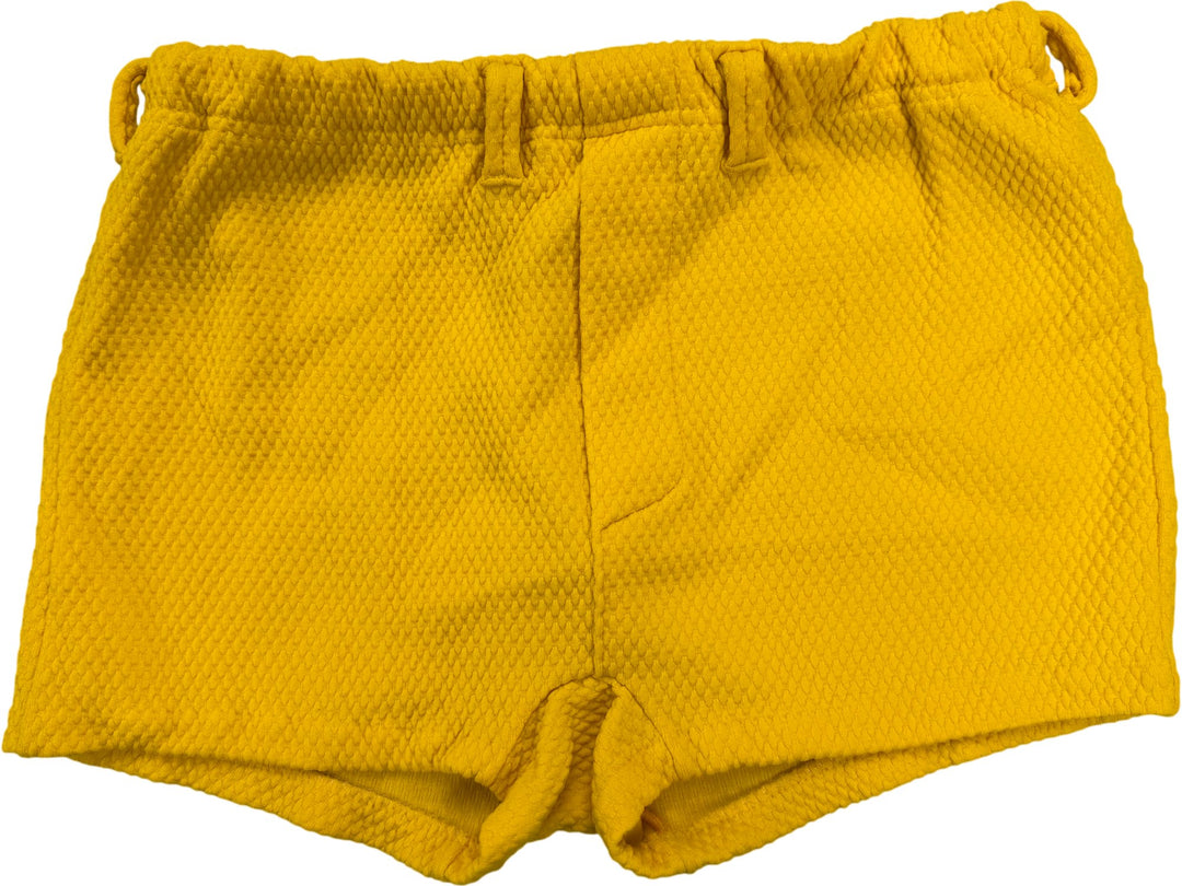 Textured Yellow Shorts - Think Vintage
