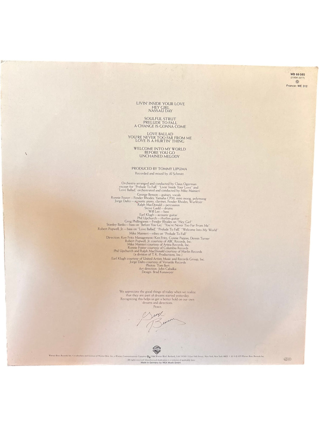 George Benson Livin' Inside Your Love Vinyl - Good