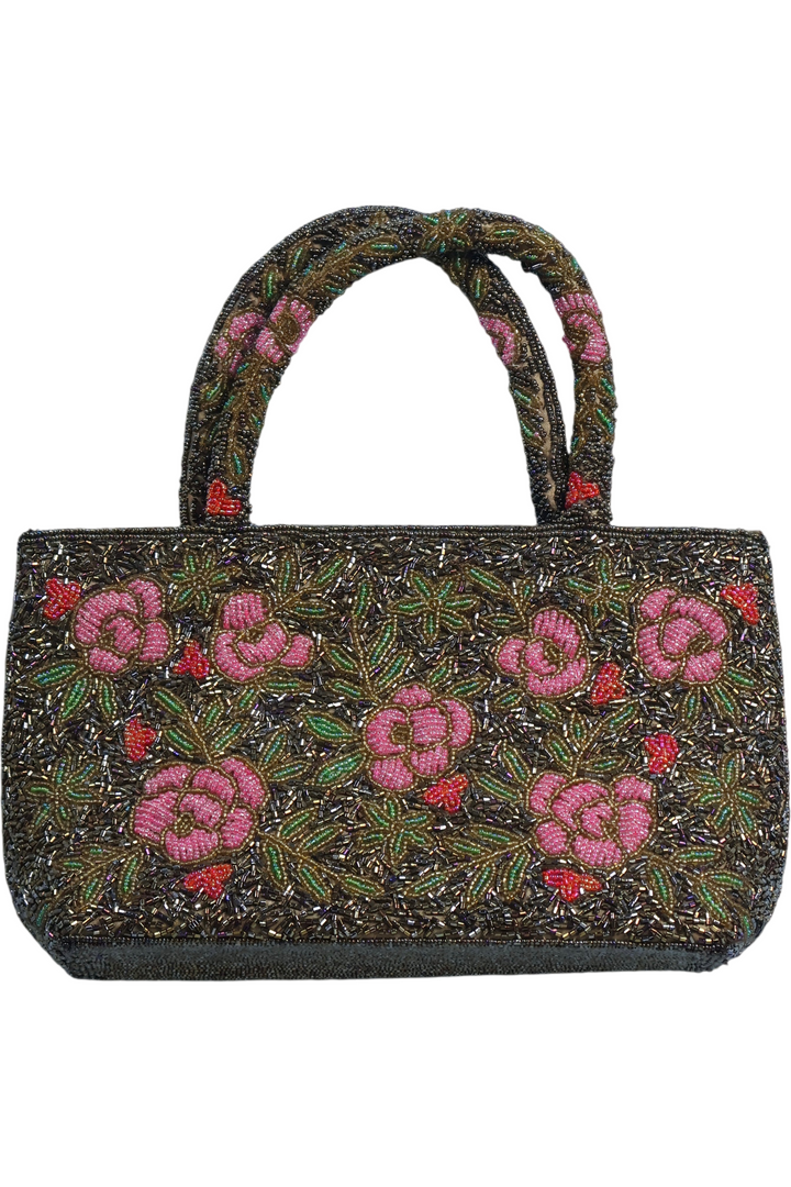 1980s Floral Beaded Handbag - Think Vintage