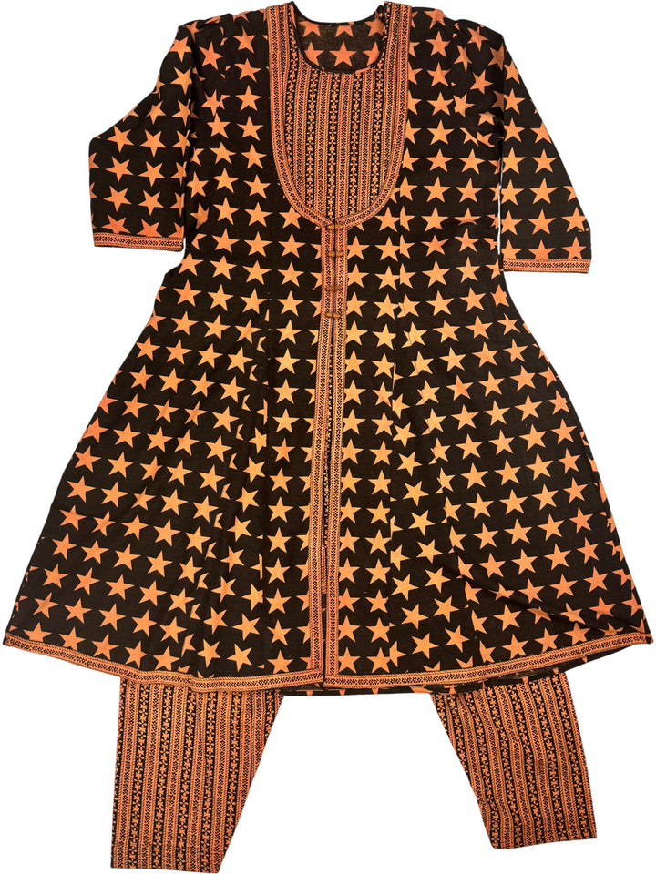 Star Pattern Indian Cotton Suit - M - Think Vintage