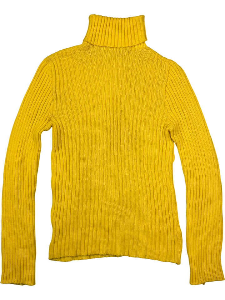 Benjamin Yellow Ribbed Turtleneck Sweater - S - Think Vintage