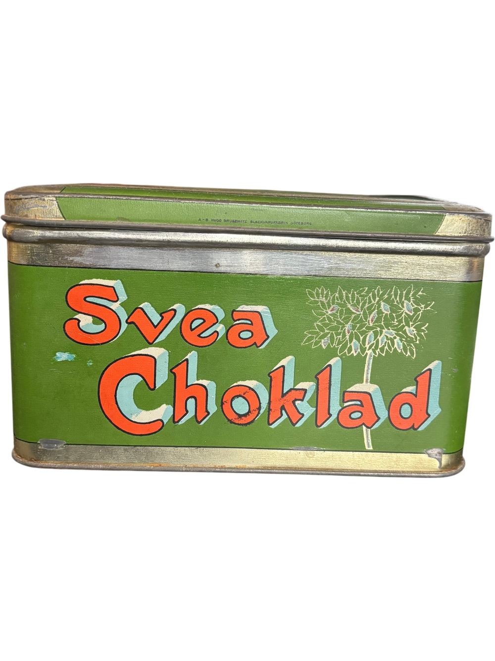 Vintage Svea Choklad Confectionery Tin Box Green Collectable Display - Think Vintage