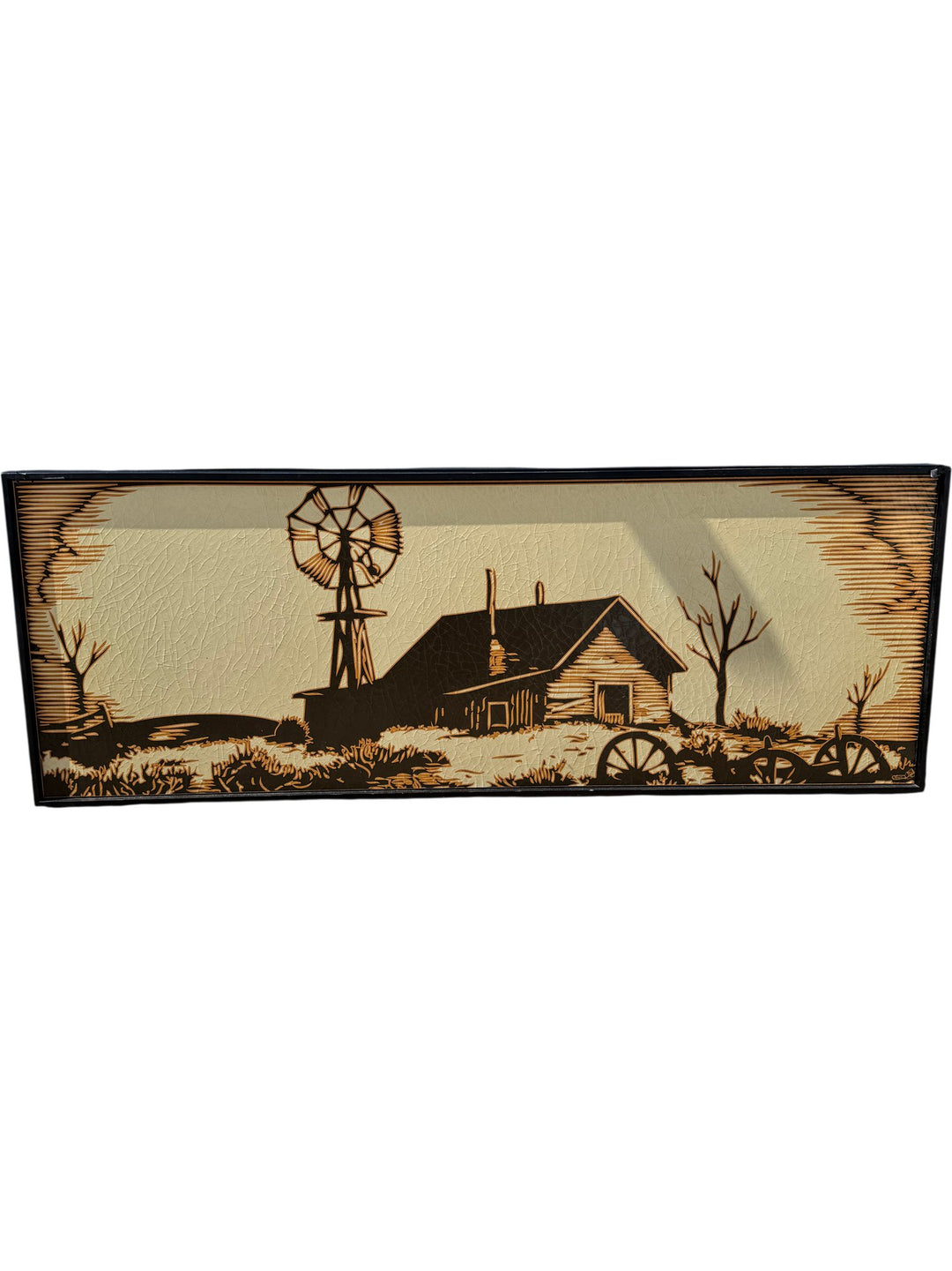 Crackle Finish Framed Artwork 'Windmill'